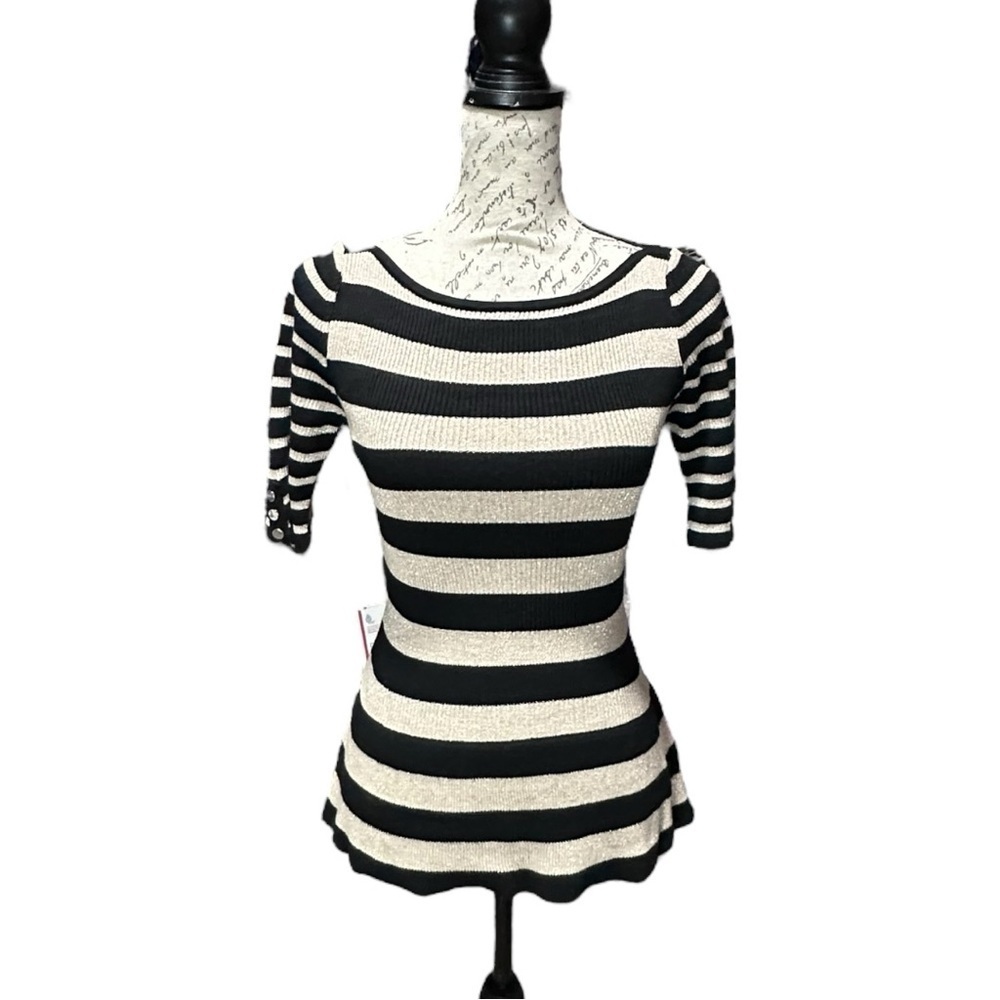Whbm Black And Gold Short Sleeve Sweater Size Xs Nwt